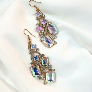 Elegant Gold and Silver Crystal Drop Earrings
